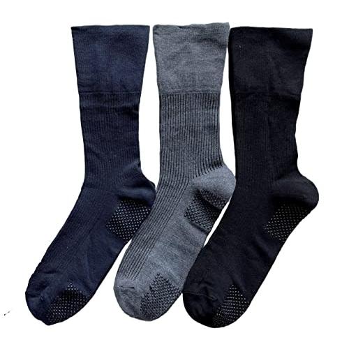 靴下 メンズ ビジネスソックス 口ゴムなし すべり止め付 靴下 紳士 綿混 口ゴムなし 25-27cm 3足セット（色はお任せ）E06 |  | 01