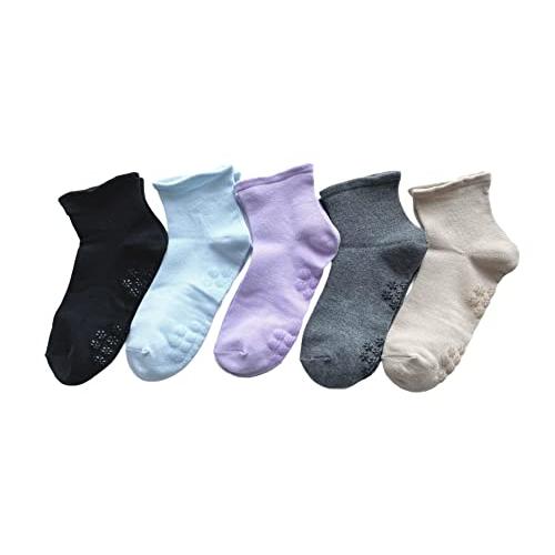 靴下 レディース 滑り止め付 5足組 ソックス レディース 薄手 夏 足裏 すべり止め付 口ゴム ゆったり 5足セット （色はお任せ） E13 |  | 07