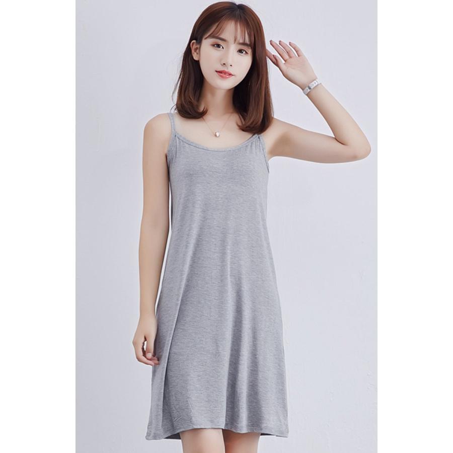 ルームウェア ワンピース キャミソール 部屋着 カットソー インナーコーデ　ペチコート 秋ナイトウェア Aライン ひざ丈 膝丈 ロング マキシ 透け防止 シンプル |  | 03