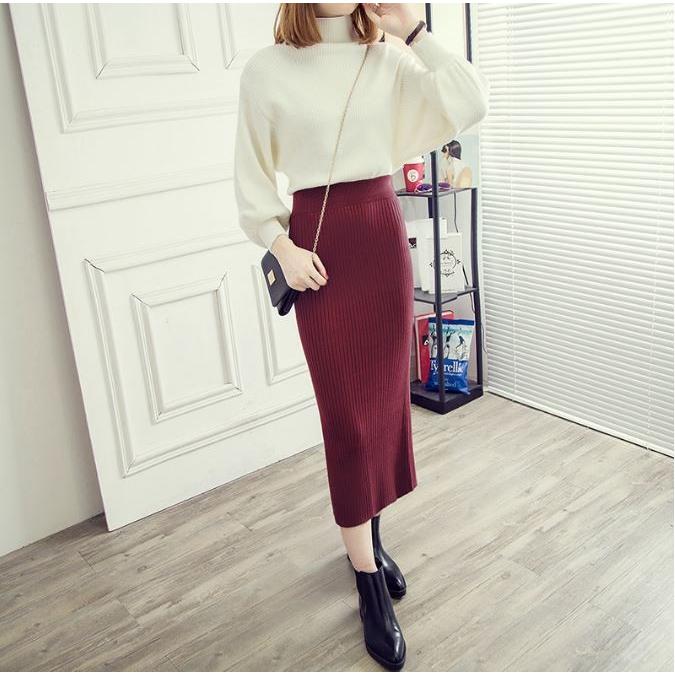 タイトスカート レディース ニット コットン タイト スカート スリット ハイウエスト ミモレ丈 ロング ロング丈 秋 冬 女子会 デート 普段使い 旅行 |  | 02