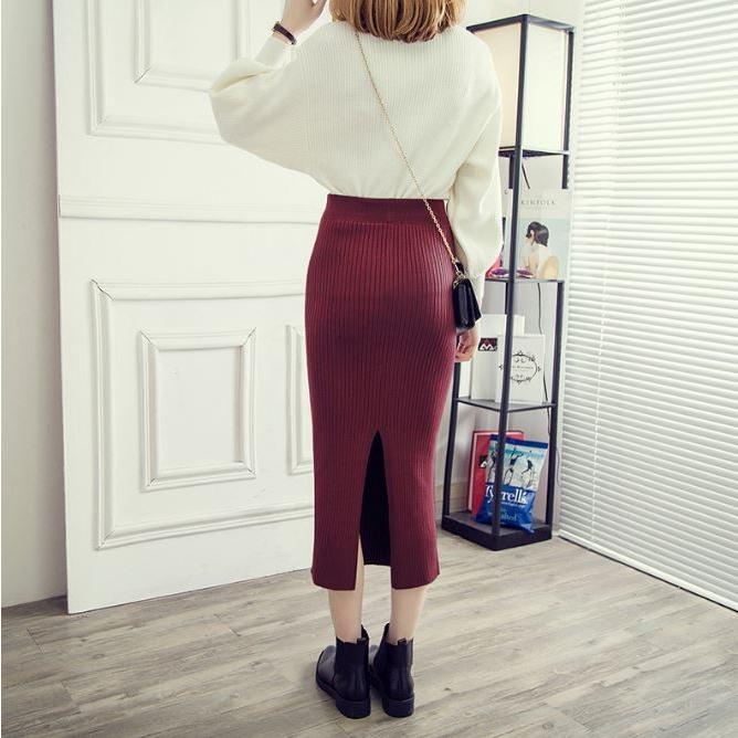 タイトスカート レディース ニット コットン タイト スカート スリット ハイウエスト ミモレ丈 ロング ロング丈 秋 冬 女子会 デート 普段使い 旅行 |  | 05