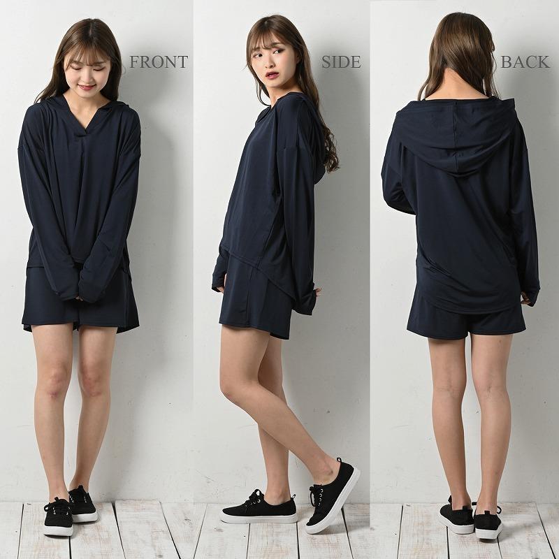 レディースラッシュガード 上下ショートパンツ 接触冷感 おしゃれ 水着 体型カバー UVカット 紫外線 UPF50+ 日焼け対策 吸水速乾 スポーツ アウトドア プール 海 |  | 07