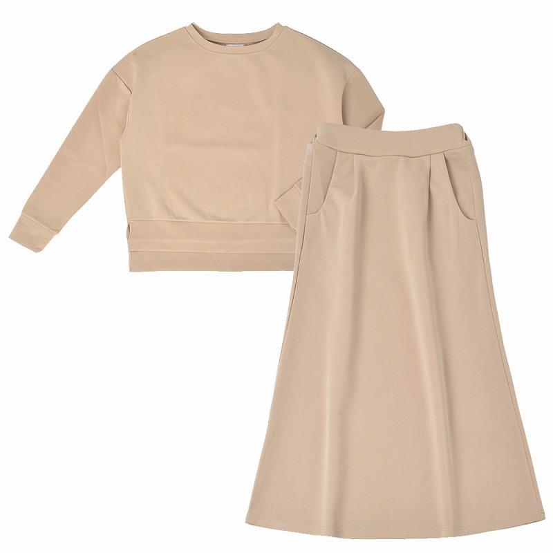 ダンボールニット ロングスカート＆トップス 上下セットアップ