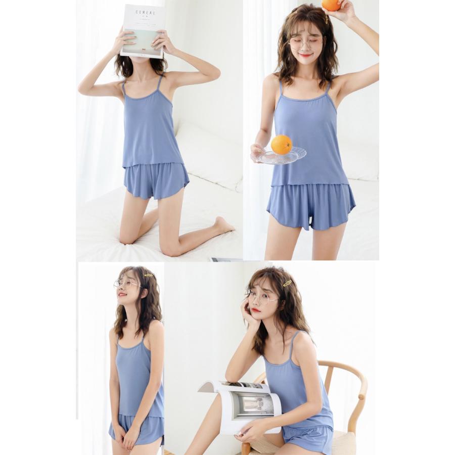 ルームウエア キャミソール ショートパンツ 2点 セット キュロット ショーパン 大きいサイズ ゆったりスリップ インナー シンプル チラ見え パジャマ 部屋着 |  | 05