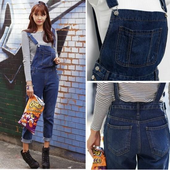 サロペット オールインワン ロング デニム オーバーオール パンツ スリムライン 即納 |  | 02