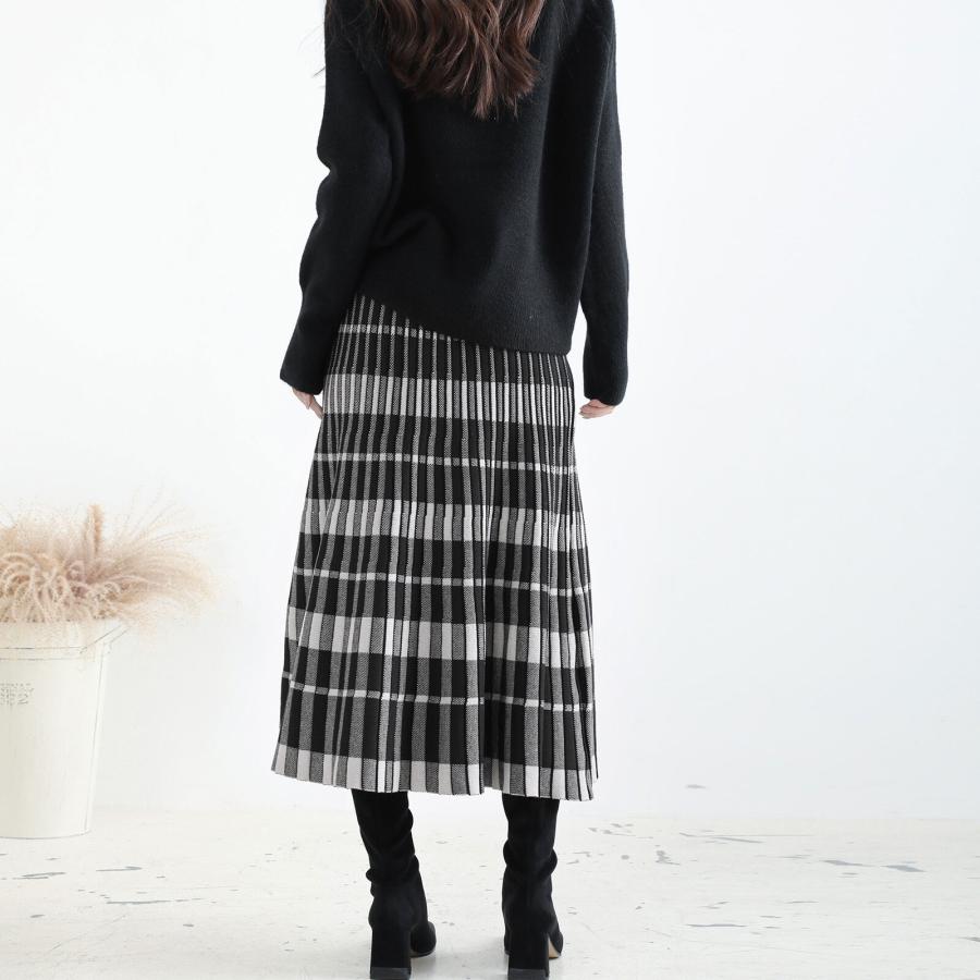 ニットスカート スカート ロング 秋 秋冬 チェック柄 ミモレ丈 ニットスカート スカート ロング 秋 秋冬 チェック柄 ミモレ丈