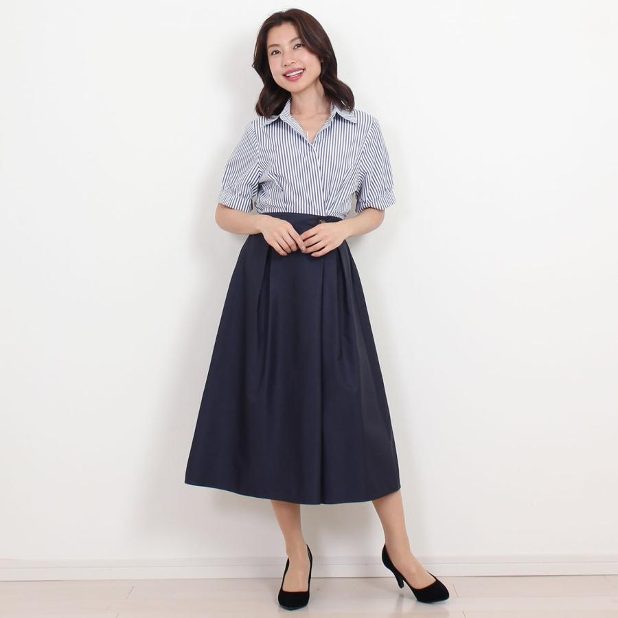 【美品】マッキントッシュロンドン シャツワンピース 貝ボタン ネイビー 38 NEW BRIDGE】Super110's ピンドットスーツ