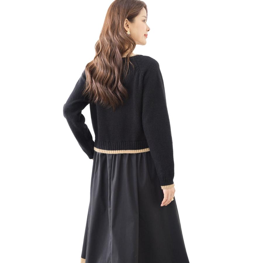 ワンピース レディース 40代 きれいめ 冬 ロング おしゃれ 配色 秋冬