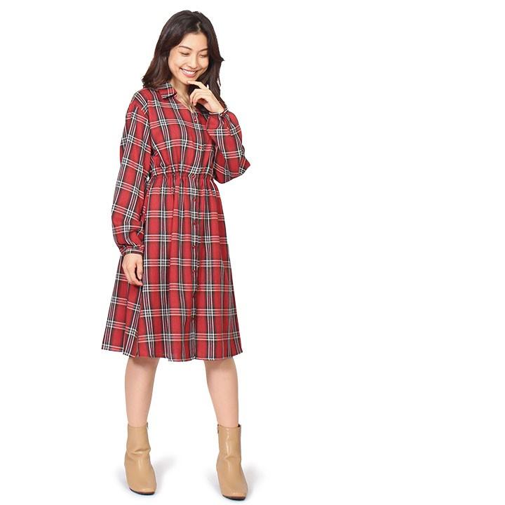 シャツワンピース ワンピース レディース 秋 秋冬 40代 きれいめ 膝丈 チェック 通勤 ロング 長袖 30代 コーデ オフィス カジュアル ブラウジングワンピース 大人のきれい服 モードアラカルト 通販 Yahoo ショッピング