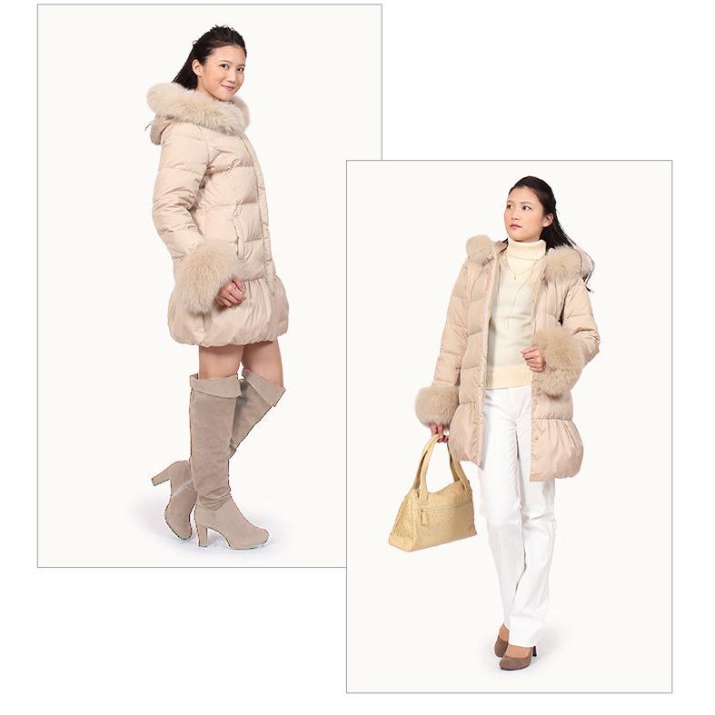 ダウンコート レディース 軽量 高品質 リアル フォックス ファー 40代