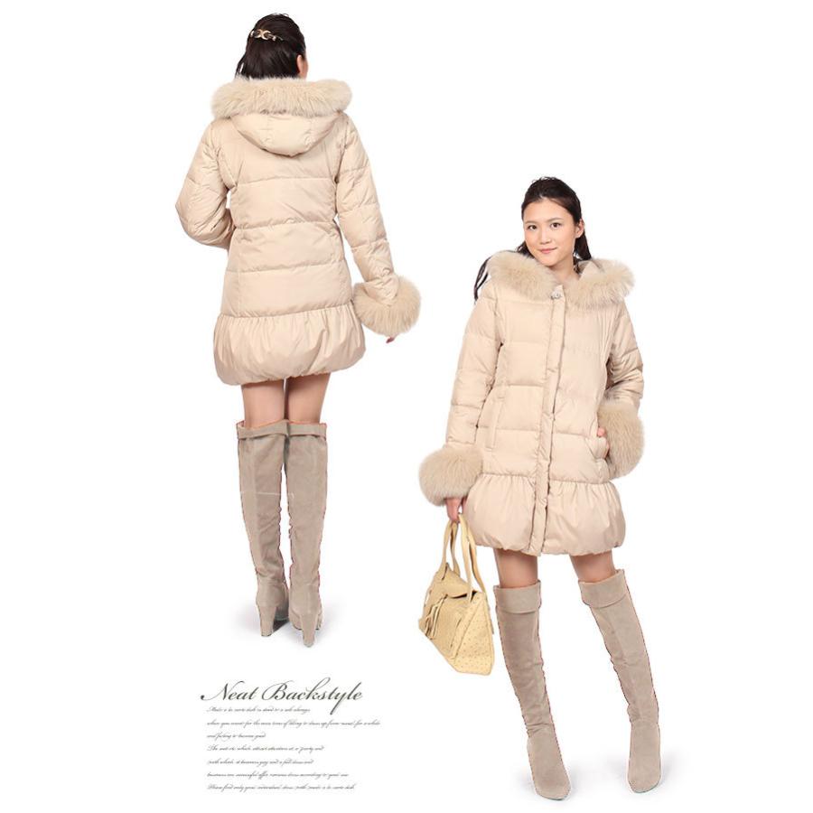 ダウンコート レディース 軽量 高品質 リアル フォックス ファー 40代