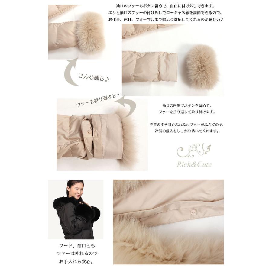 ダウンコート レディース 軽量 高品質 リアル フォックス ファー 40代