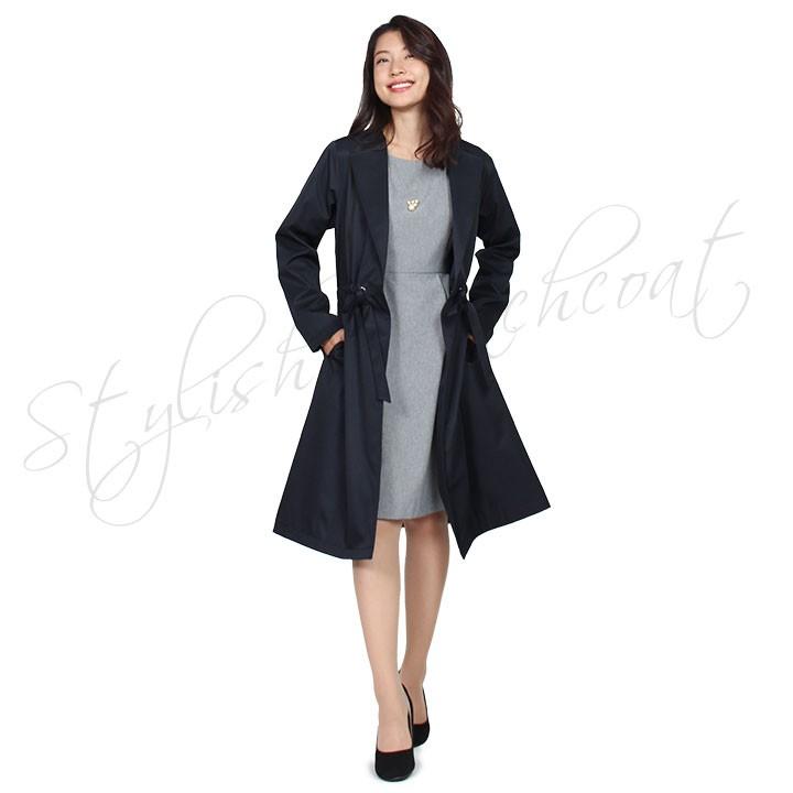 トレンチコート レディース ロング コート 50代 ノーカラーコート 春