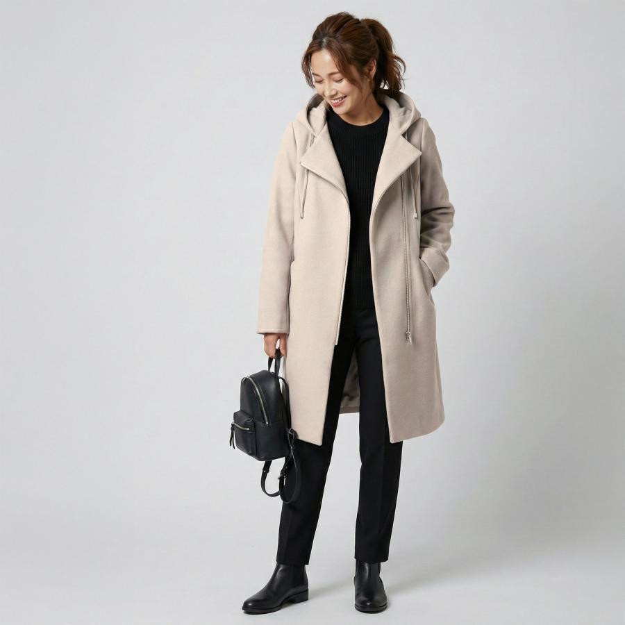エクリュ ロングコート レディース ゆったり 体型カバー コクーン 春 秋 冬