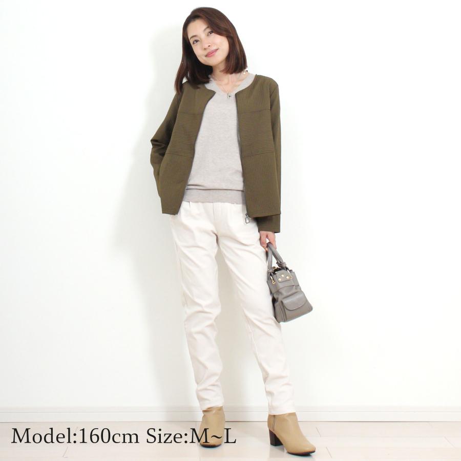 レディース 【23区】ノーカラージャケット 軽量 カーキ40サイズ L 