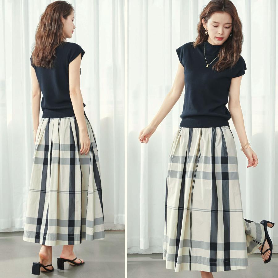 チェック柄 ロング スカート レディース 40代 夏 おしゃれ 大人