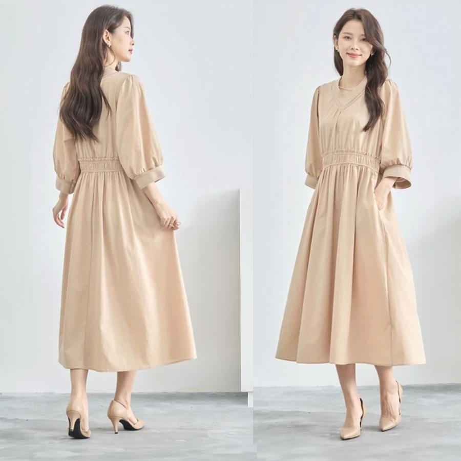ブルーレーベル　ベージュ 七分袖 Aライン ワンピース 楽天市場】ワンピース レディース Aライン 7分袖 春 秋