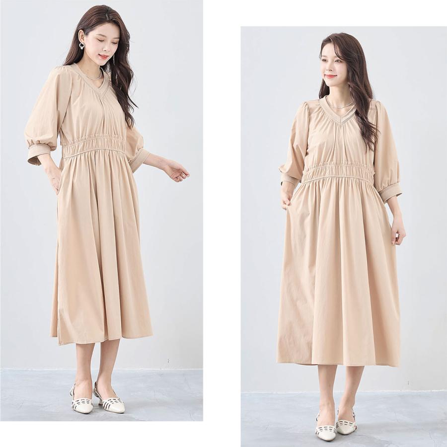 ワンピース レディース 秋 きれいめ 40代 ロング 七分袖 ミモレ丈 結婚