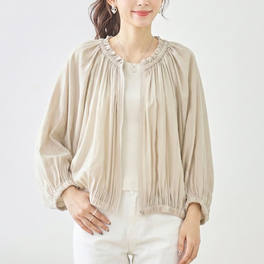 BEIGE, BERNARD シアーライトブルゾン 4 ブラック 麻　薄手 シアーブルゾン レディース 夏 アウター 春 シアージャケット 薄手