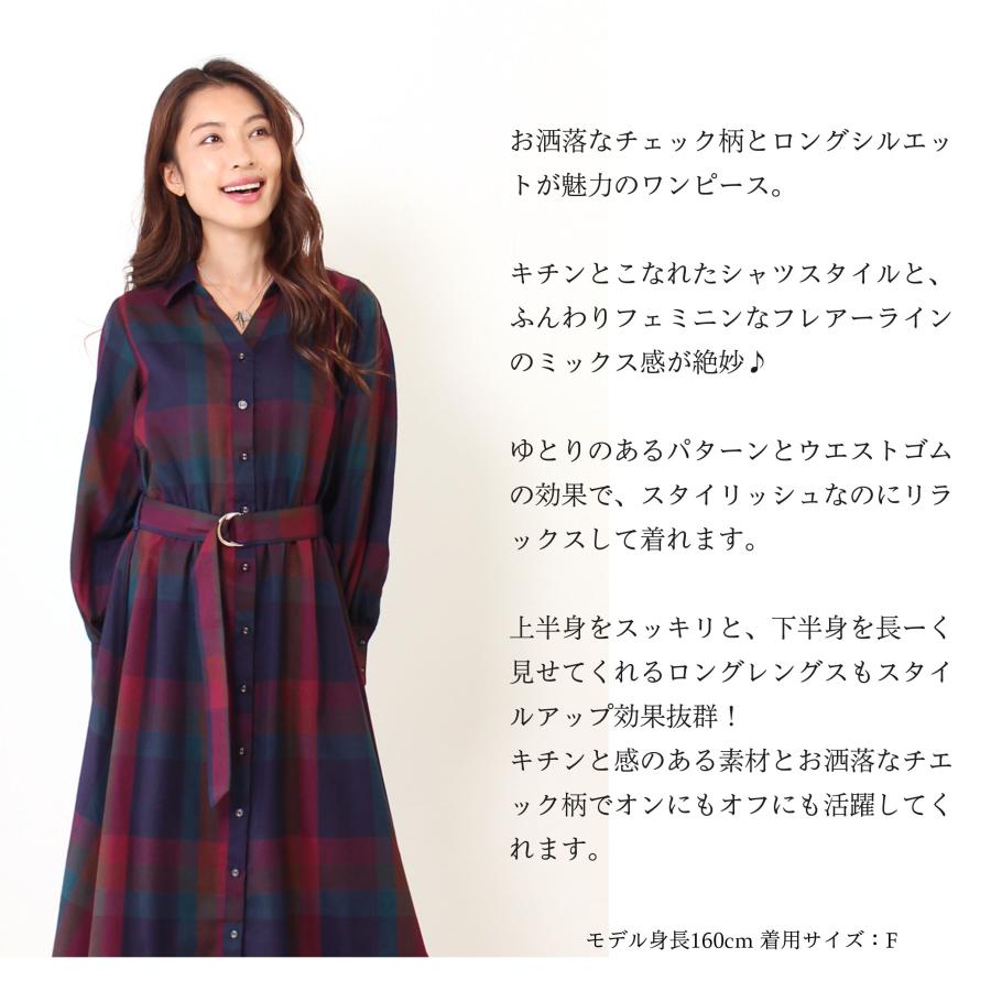 ノースリーブ膝丈ワンピース ネイビー系チェック チェックノースリーブ