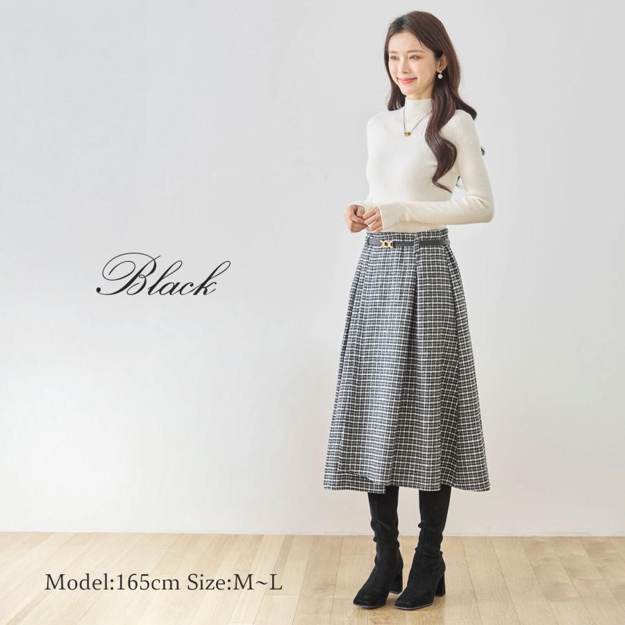ACLENT ボリュームラップチェックスカート ベルト付き Aclent ボリュームラップチェックスカート アクレント volume wrap
