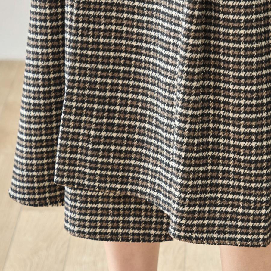 スカート ロング 秋冬 ツイード チェック グレンチェック Aライン