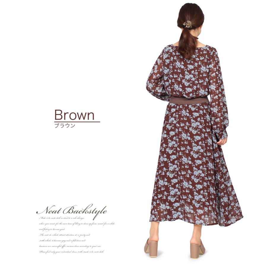 ワンピース レディース 花柄 秋 春 きれいめ ロング 40代 上品
