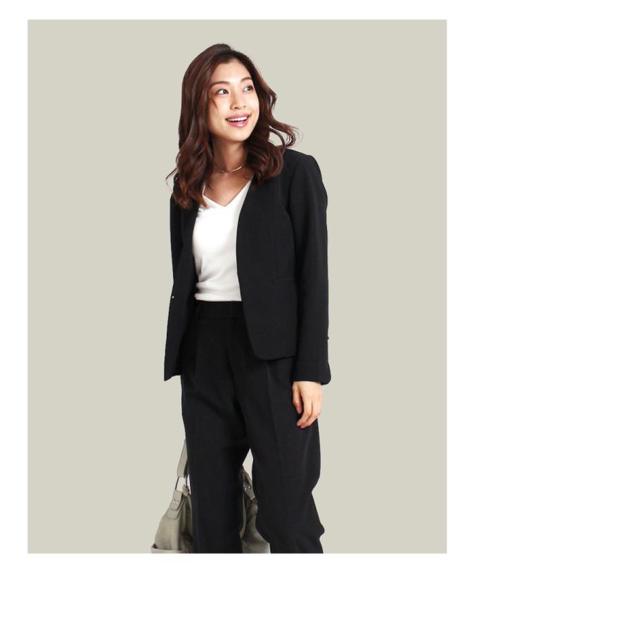 スーツ レディース パンツスーツ ビジネス オフィス 40代 ファーマル 50代 秋 上品 おしゃれ セットアップ きれいめ ノーカラージャケット 仕事 面接 黒 St 7 103 大人のきれい服 モードアラカルト 通販 Yahoo ショッピング