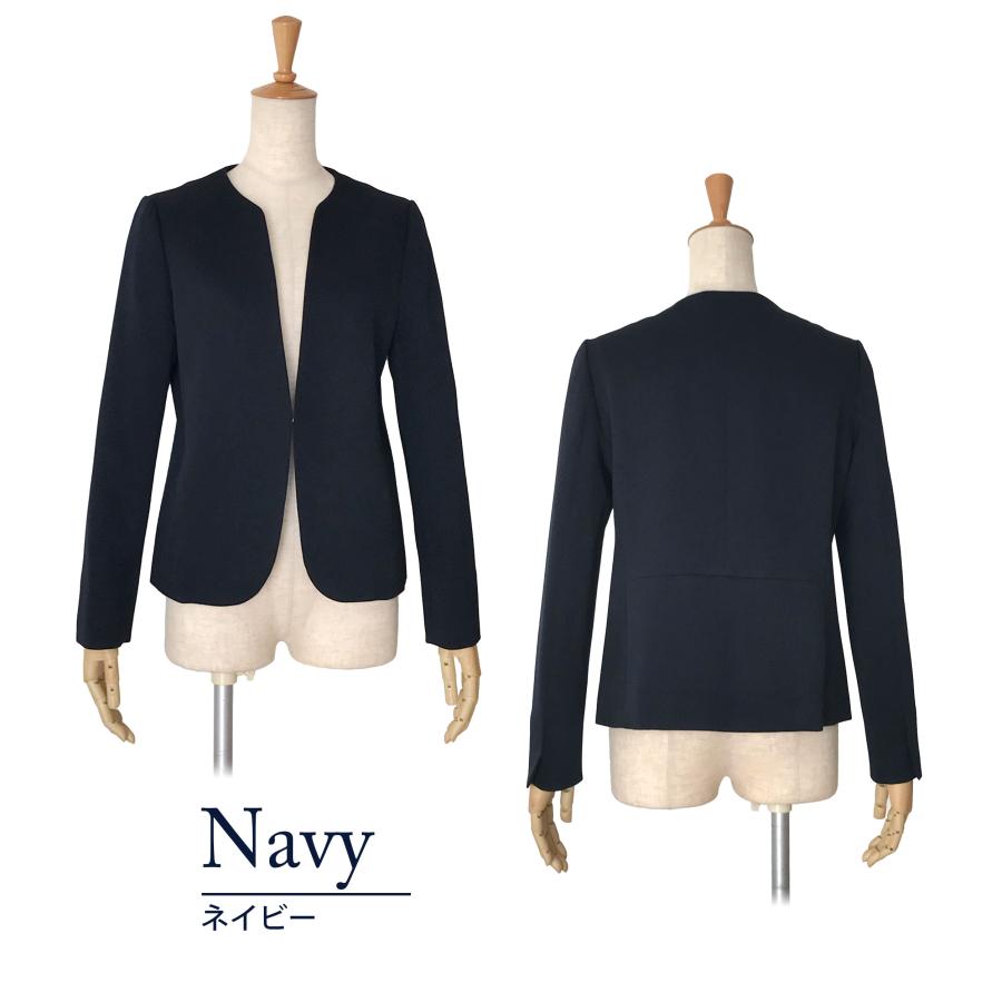 美品セルフォード フォーマル ノーカラー ジャケット ネイビー 40 ノーカラージャケット レディース 50代 ジャケット 40代 上品