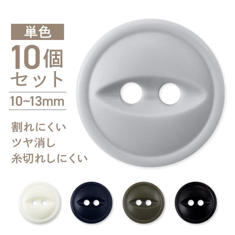 割れない 猫目ボタン 日本製 NKP 10個 1セット ツヤなし 二つ穴 白