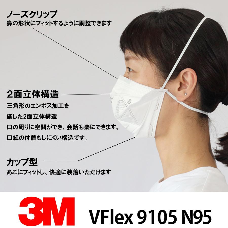 3M VFlex 9105 N95マスク 50枚 ホワイト レギュラーサイズ :105:Mode Bricolage - 通販 -  Yahoo!ショッピング