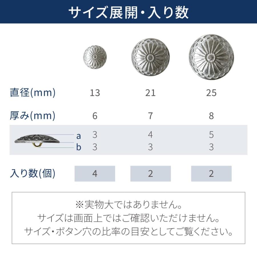 真鍮 コンチョボタン 飾りボタン 手芸 2個 4個 1セット 足つき 13mm