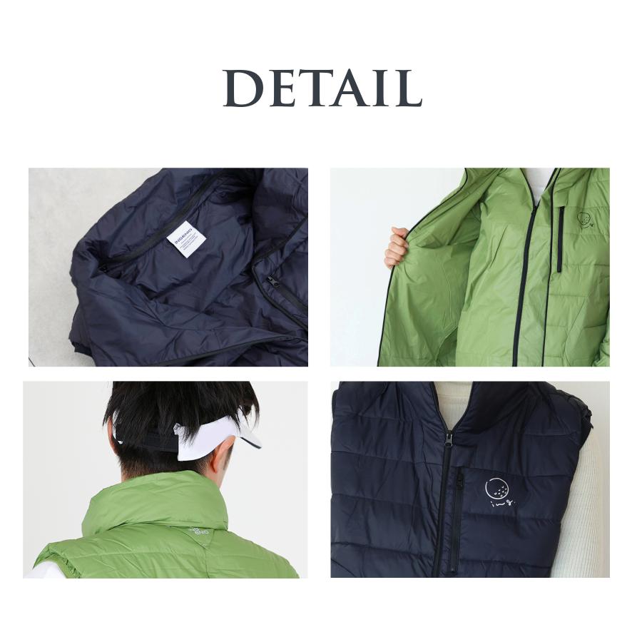 ゴルフ ダウンベスト ゴルフウエア 中綿 ウインドシェル付き 2点セット