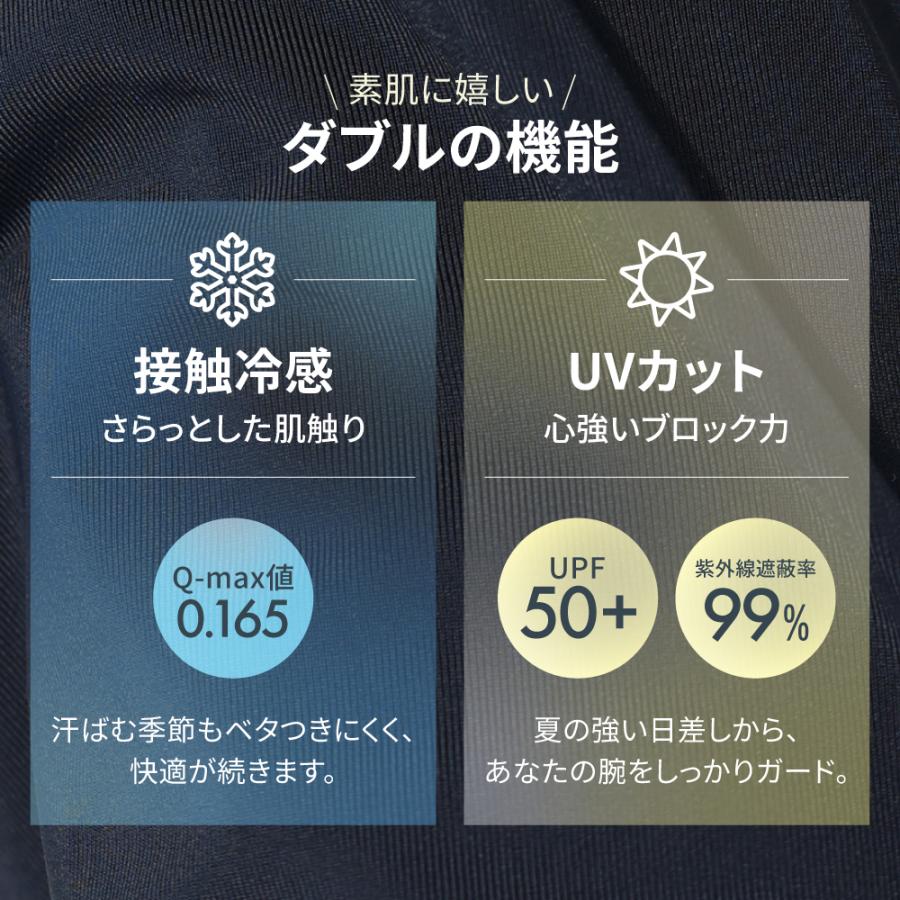 指先まで隠れる ロング丈 アームカバー UVカット 99% UPF50+