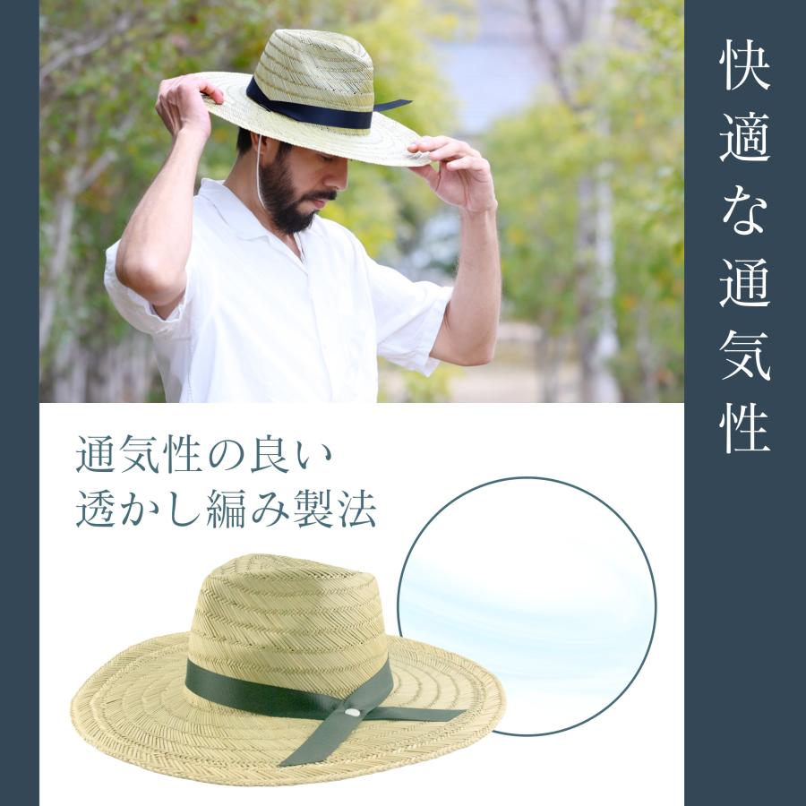 天然い草 麦わら帽子 通芯草帽子 イ草 農作業 メンズ 通気性 手編み
