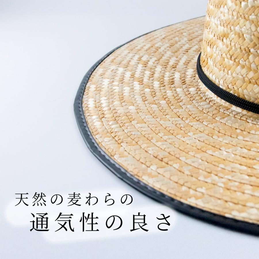 麦わら帽子 カウボーイメッシュ日よけ付 農作業 メンズ 通気性 天然