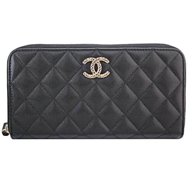 シャネル CHANEL 財布 新作 2023 春夏 長財布 キャビアスキン ラウンド