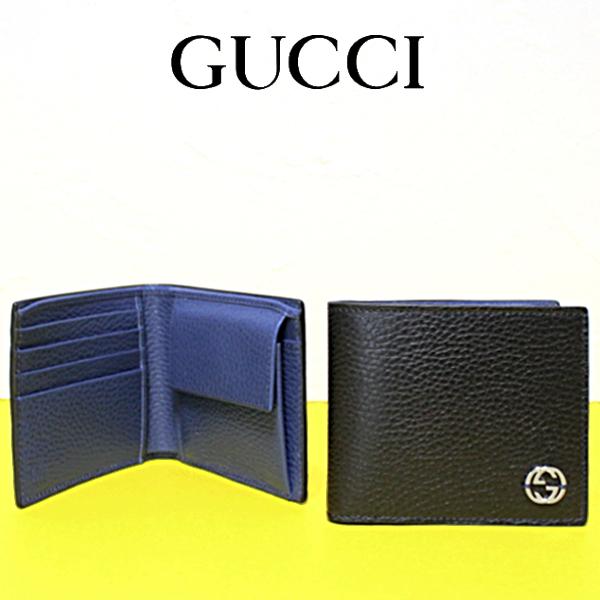 GUCCI グッチ 二つ折り 財布 メンズ シンプル ブランド 黒
