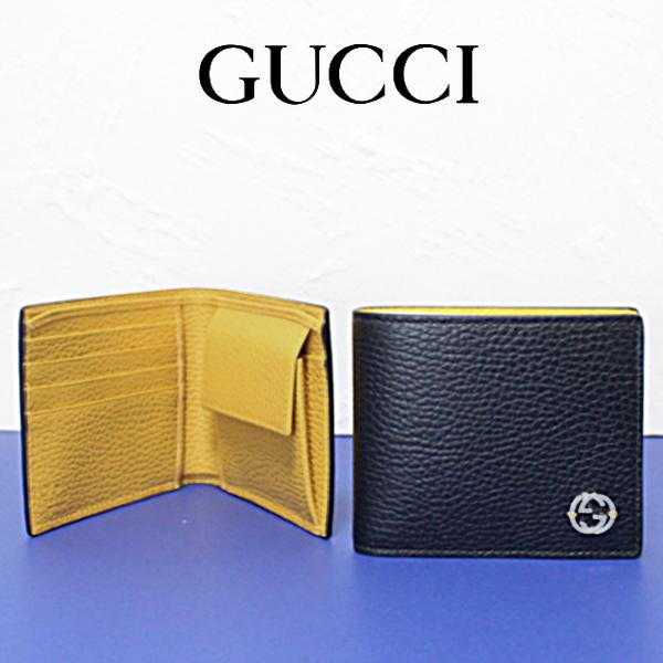 GUCCI グッチ 財布 二つ折り財布 メンズ財布 新品 黒/バイカラー GUCCI グッチ 財布 二つ折り財布 メンズ財布 新品 黒/バイカラー