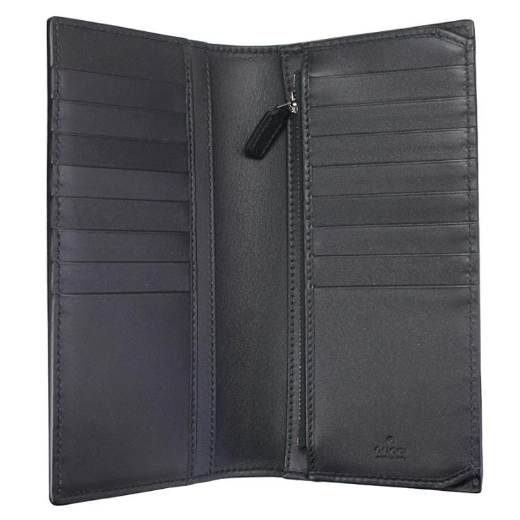 Gucci ブラックレザー 長財布　正規品 GUCCI（グッチ） 財布 長財布 メンズ 二つ折り長財布 新品 黒/ブラック