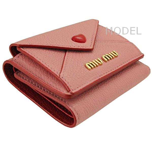 ミュウミュウ miumiu 財布 新作 三つ折り財布 マドラスラブ ピンク