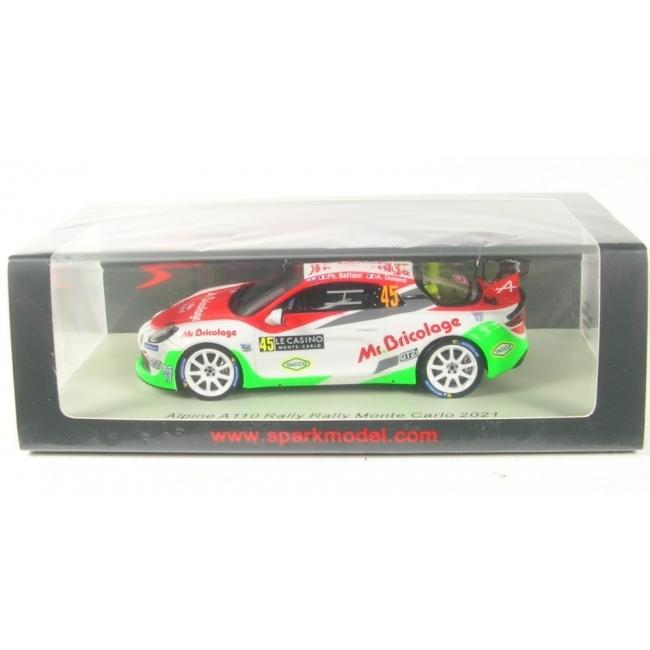 Spark 1/43 (S6579) Alpine A110 Rally #45 Rally MonteCarlo 2021の画像