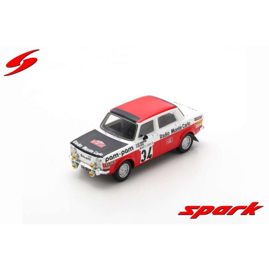 スパークモデル - Spark 1/43 (S9457) Simca 1000 Rallye 2 #34 Monte Carlo Rally 1973