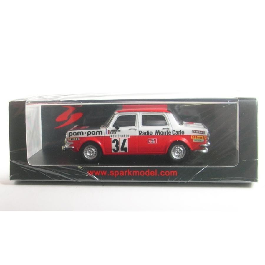 スパークモデル - Spark 1/43 (S9457) Simca 1000 Rallye 2 #34 Monte Carlo Rally 1973