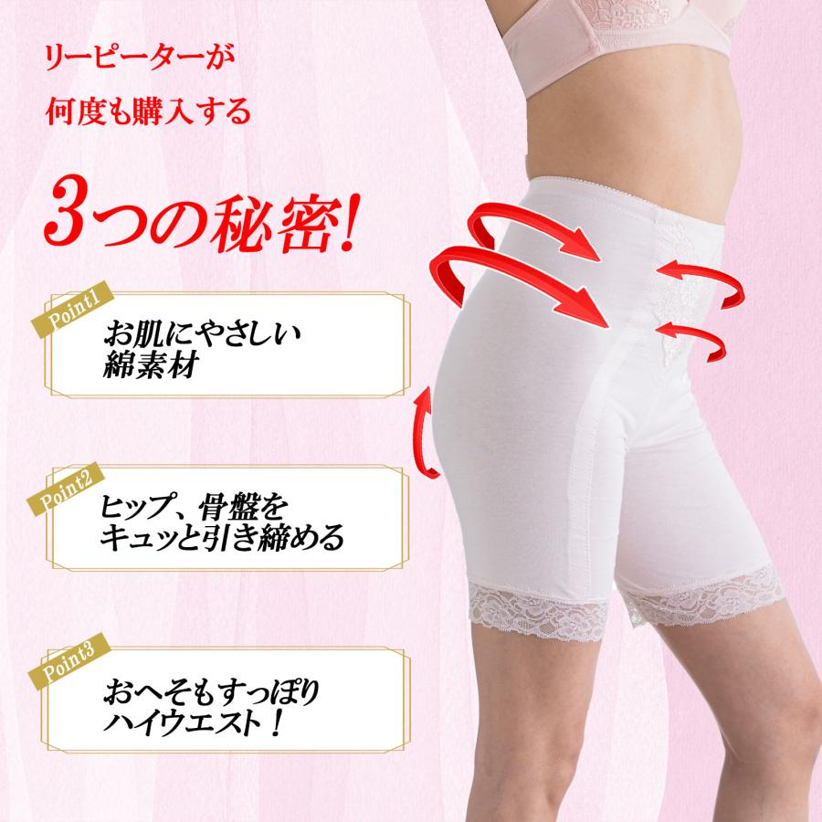 綿 ハイウエスト  ロング ガードル ガードル 骨盤 産後　アトピー ハイウエスト ポッコリお腹　ヒップアップ ロング ガードル | モデルルック | 04