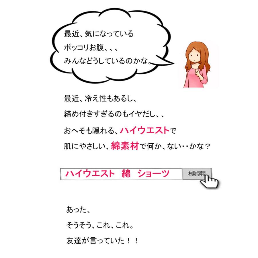 綿 ガードル  ハイウエスト ショーツ すっぽり 深め レディース   綿100% 弱 コットン 温活 腹巻き 腹巻  ハイウェスト 保温 冷え性対策 深ばき モデルルック | モデルルック | 05