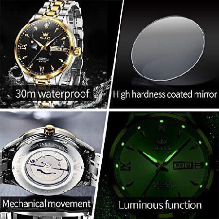 OLEVS オルプス 自動機械式メンズ腕時計 防水 ステンレススチール カレンダー ゴールドブラック OLEVS