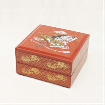 重箱 舞扇 朱 7寸 1段蓋付 おせち お正月 お祝い 弁当箱 持ち帰り 容器