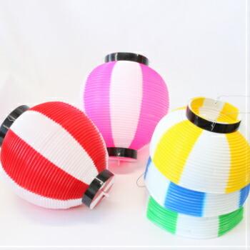 ポリ提灯中 赤／白 お祭り ちょうちん 飾り 屋台 業務用 イベント