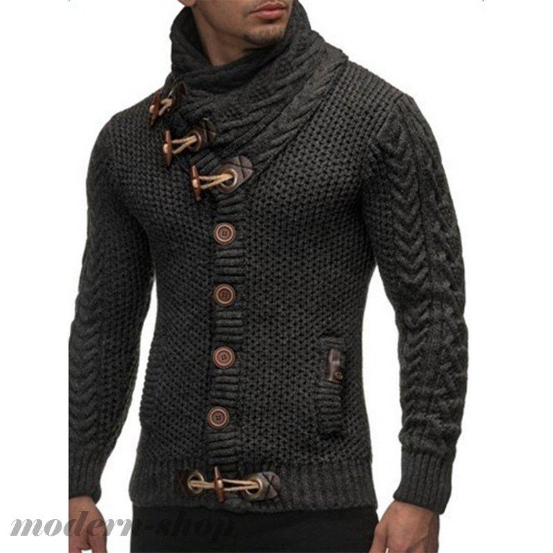 メンズ ニット ケーブルニット カーディガン ショールカラー ドンキー衿 ニットセーター 値引きする